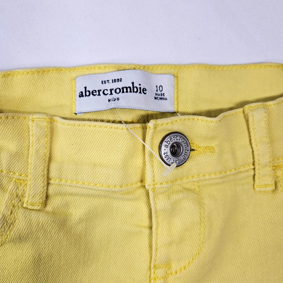 ABERCROMBIE KIDS Girls Yellow Denim Jean Shorts Sz 10 EUC - Image 2 of 4