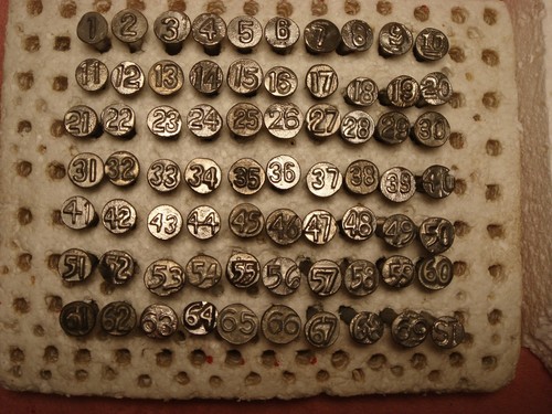 Lot #14: 1901-1969 ROUND RAILROAD AND POLE DATE NAILS – Number & Letter-total 70