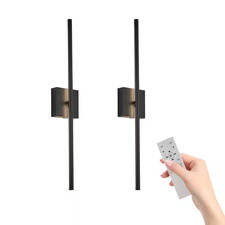 20.5 In. 2 Black Modern Smart Home Enabled Wall Sconce with Remote Control
