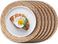 12 inch Round Woven Placemats Set of 6, Boho Rattan Place Mats,