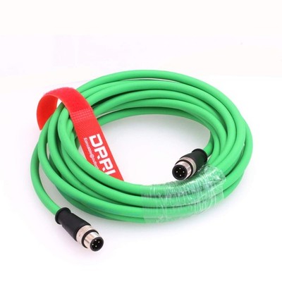 M12 4Pin DCode Male Extension Ethernet Shielded Cat5 Cable Profinet 2 M