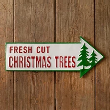 Fresh Cut Christmas Trees Metal Wall Sign Home Decorative Collectible