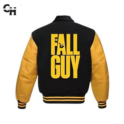 Letterman The Fall Guy Ryan Gosling Black and Yellow Varsity Jacket