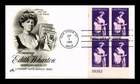 Dr Jim Stamps Edith Wharton Plate Block First Day Cover ArtCraft Cachet