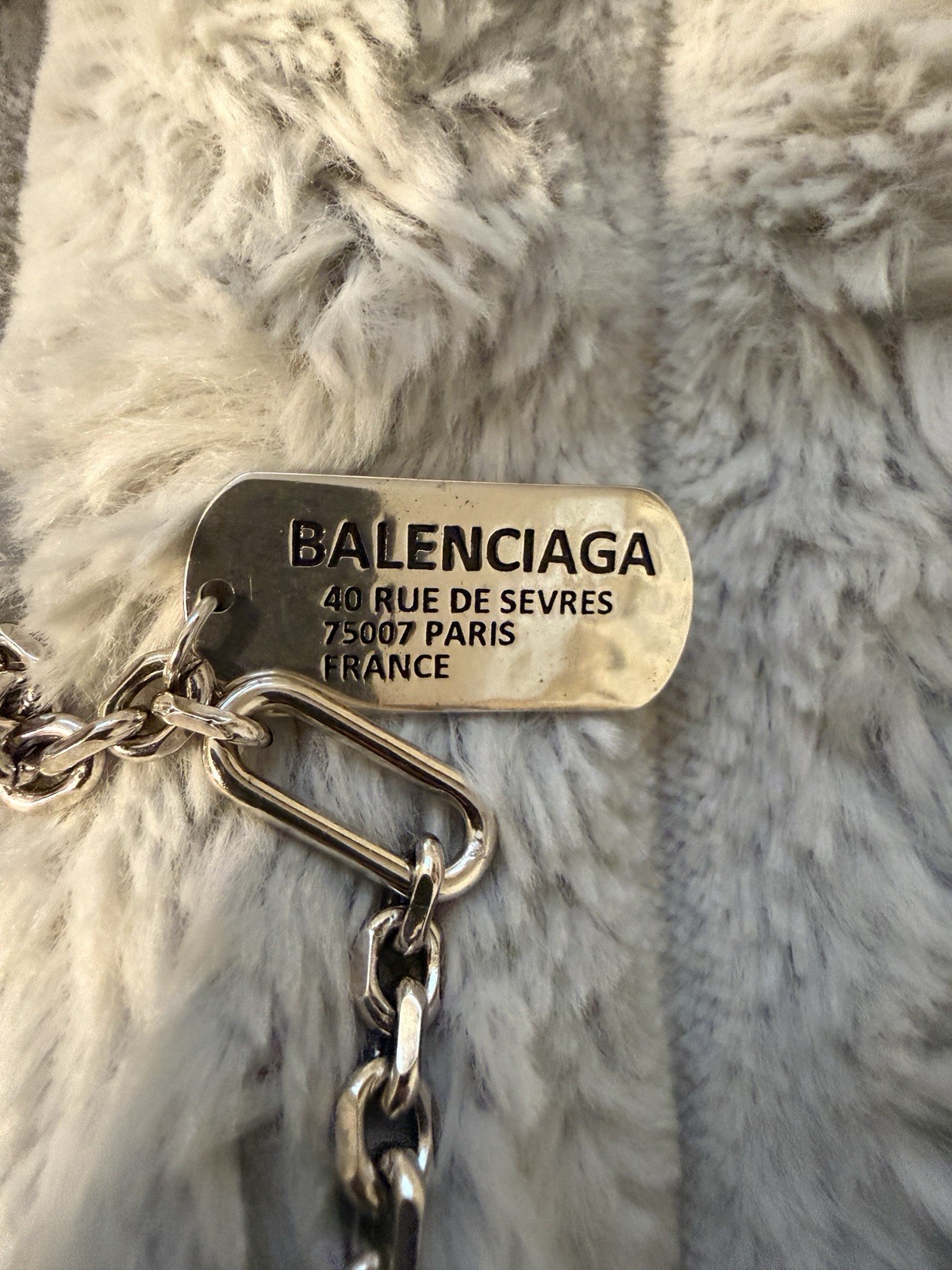 Pre Owned Balenciaga Silver Dog Tag Necklace with Thick Clip thumbnail 2