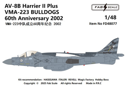 FabScale Studio FD48077 1:48 AV-8B Harrier II Plus VMA-223 BULLDOGS 60th Anniver