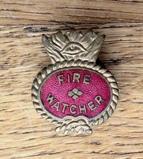 Fire Watcher Enamel Lapel Badge WW2