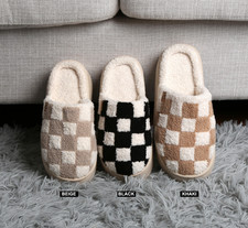ComfyLuxe Checkered Pattern Platform Slippers