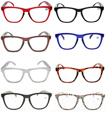 Große gerahmte 50/60er Jahre Streber/Nerd Retro Mode GROSSE Lesebrille 7 Farben 9130