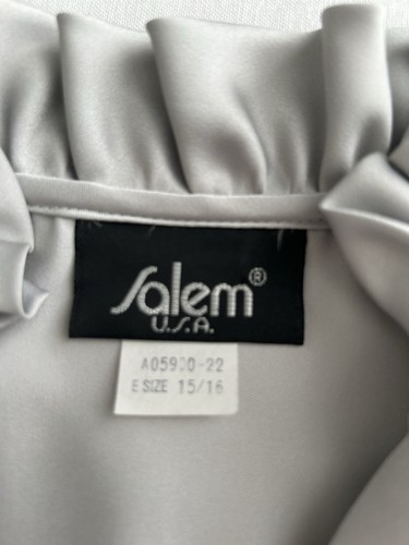 Salem USA Jr 15/16 Light Gray Ruffle Neck Vintage 80/90s Dressy Blouse Career - Picture 5 of 12