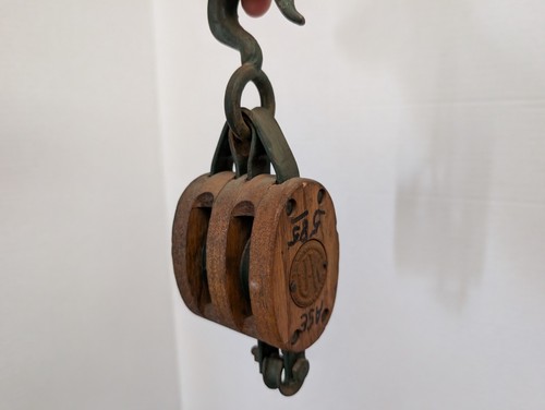 Vintage Wood Block & Tackle Pulley
