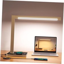 Aluminum LED Desk Lamp with Charging Station, Large 15W Table Lamp with Gold
