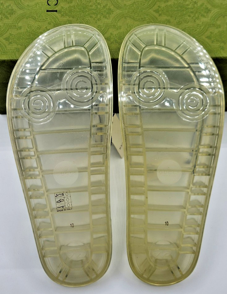 Gucci Men's Clear Transparent Rubber Logo Slides Sandals UK11 US11.5 thumbnail 5