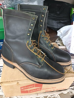 Vintage Knapp Military Lineman Boots Size 9 Made USA Biker *Read 