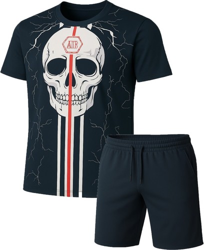 Mens Summer Short Set T-shirt 2 Pcs Breathable Strech Crewneck and Short - Picture 10 of 12