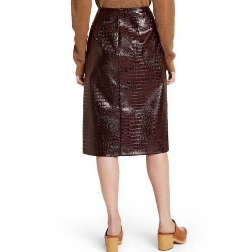 Rachel Comey Chicory Coffee Faux Leather Women's Pencil Skirt Size 4 - Picture 6 of 12