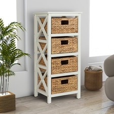 eHemco 4 Tier X-Side End Storage Cabinet with 4 Wicker Baskets Collectible 