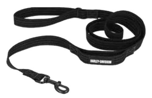 Harley-Davidson 72 Inch Nylon H-D Rubber Logo Patch Pet Leash - Solid Black - Picture 1 of 1
