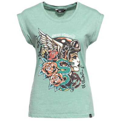 Queen Kerosin Rockabilly Vintage Biker T-Shirt - Snake Girl