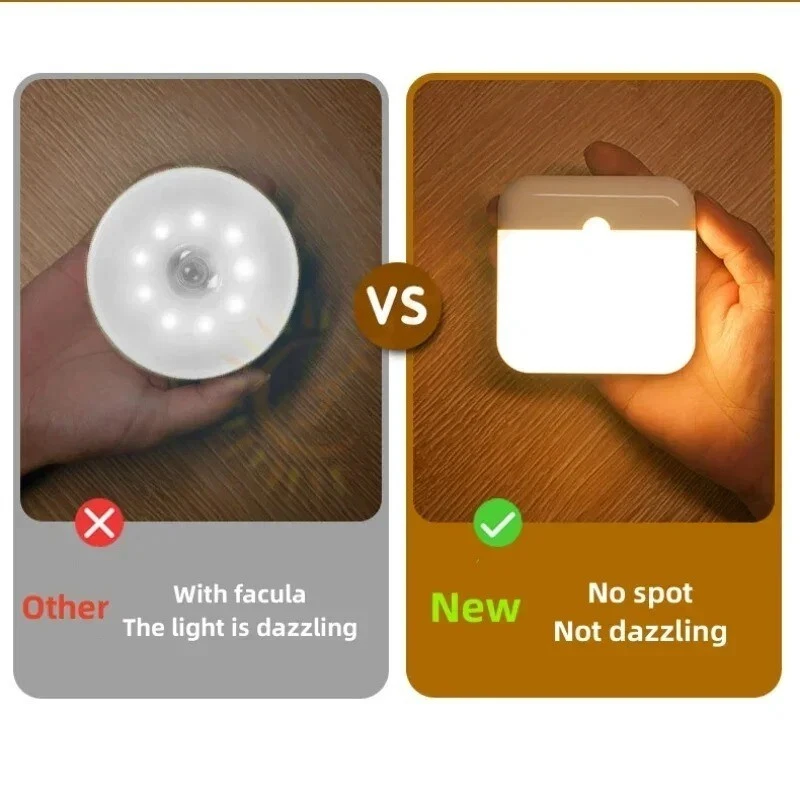 LUZES NOTURNAS LED sensor de movimento lâmpadas indutoras recarregáveis USB cozinha quarto - Imagem 4 de 4