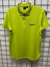 NEW-MEN'S HUGO BOSS CONTRAST LOGO POLO, 50504667, BRIGHT GREEN  128.00