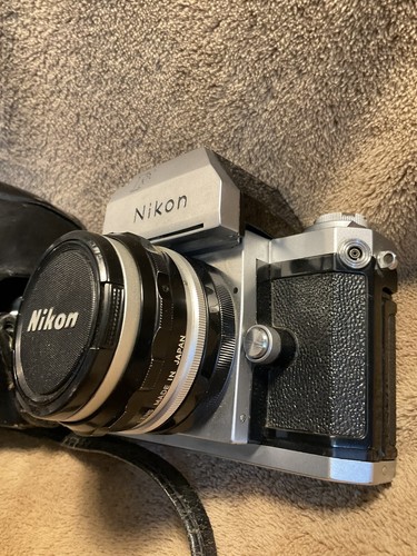Vintage Nikon F Body Silver 50mm Film Camera + Case Lens From JAPAN - Picture 2 of 19