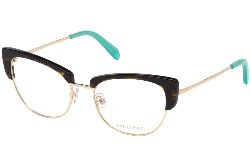 Marco de gafas de metal dorado tortuga Emilio Pucci EP5102 052 54-18-140 5102 Foto 2 de 4