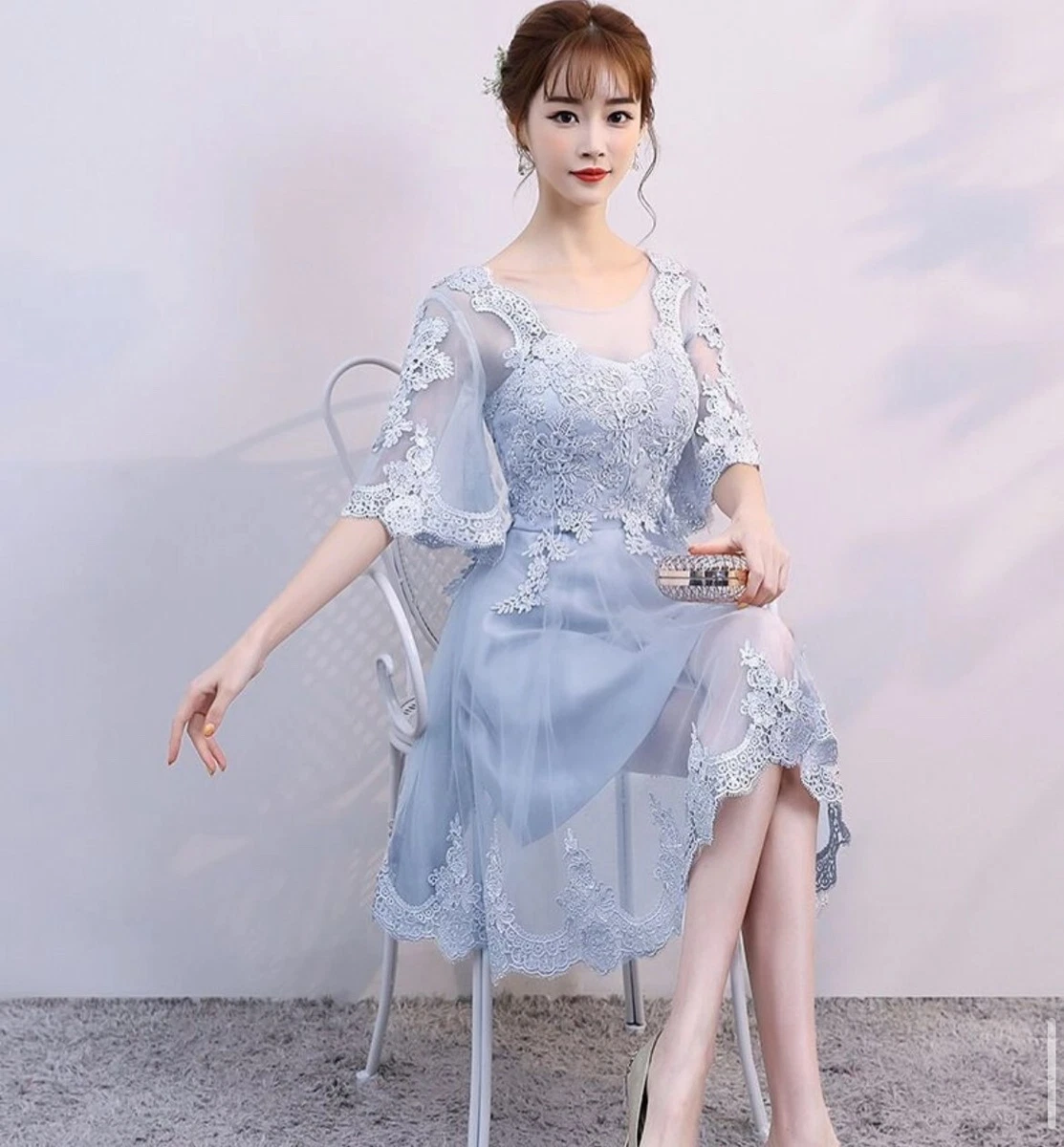 Elbow sleeve top formal dress