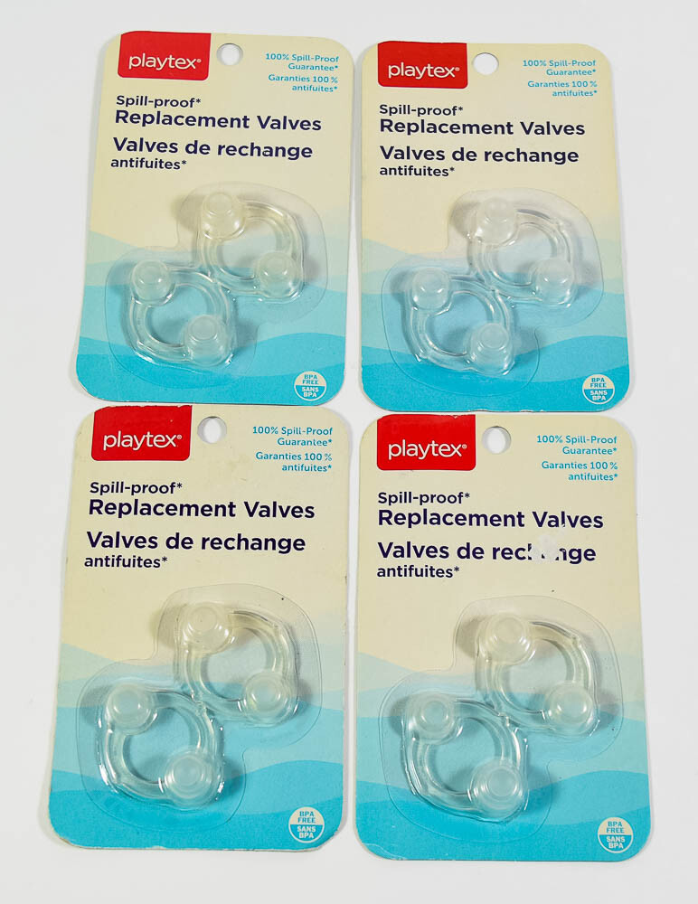 4 Playtex SpillProof 2pk REPLACEMENT VALVES for Sippy Cups = 8 insert