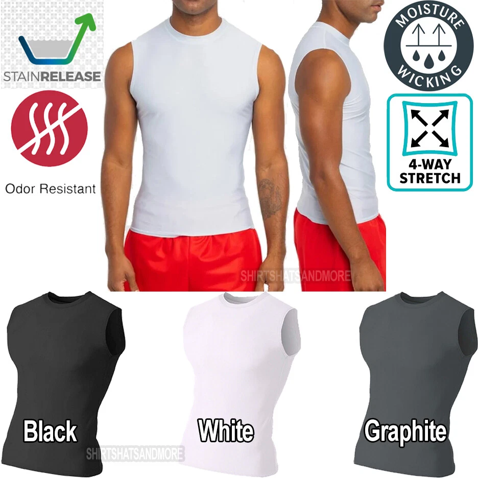 Mens Moisture Wick Compression Sleeveless Muscle Tee Exercise T-Shirt Gym S-3XL
