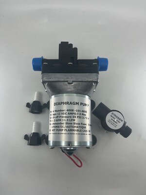 12V Water Pump Shurflo Replacement 4008-101-AE65 3GPM With Strainer and Fittings