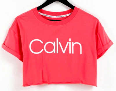 $39.50 Calvin Klein Women's Short Sleeve Rolled Cuff Cropped