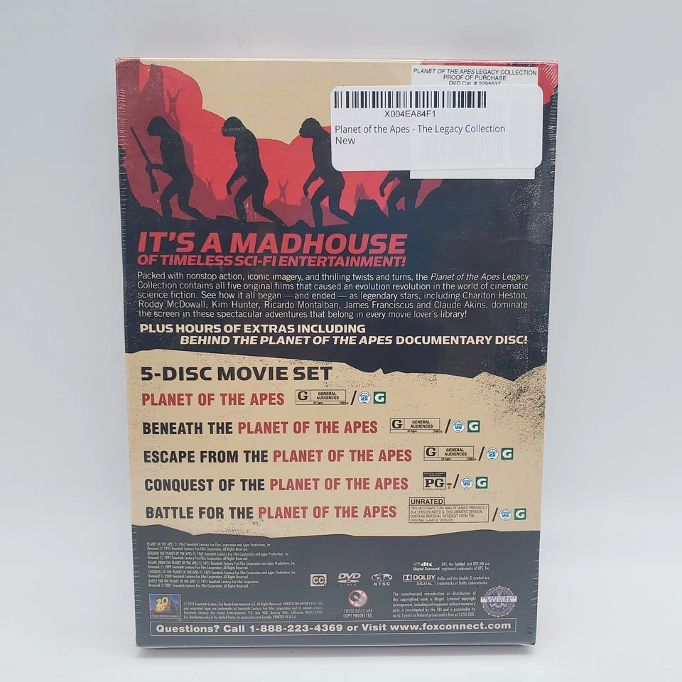 Planet Of The Apes Legacy Collection DVD 5 Disc Set Charlton Heston New Sealed - Image 2 of 4