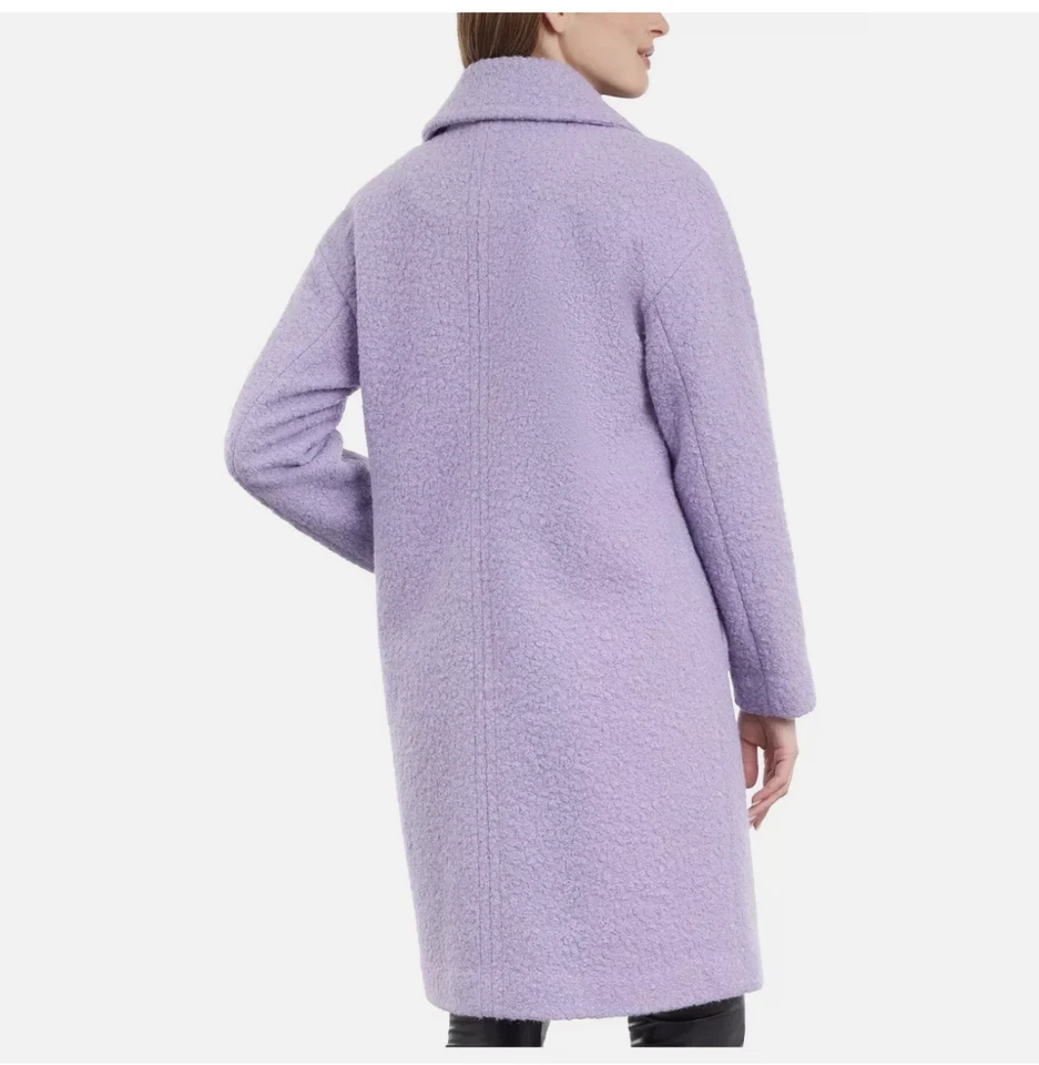NWT BCBGENERATION Women's Double-Breasted Bouclé Walker Coat Large Color Iris - Image 3 of 4