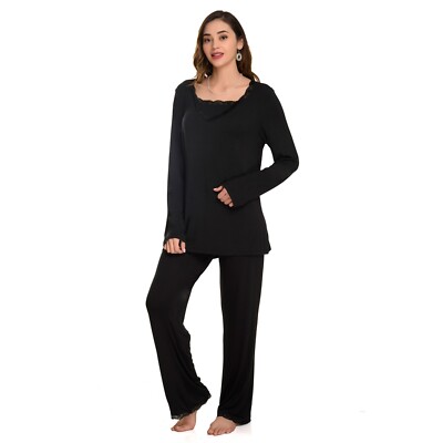 Sleepy Time Women's Bamboo Pajamas, Hot Flash Menopause Relief PJs, V Neck