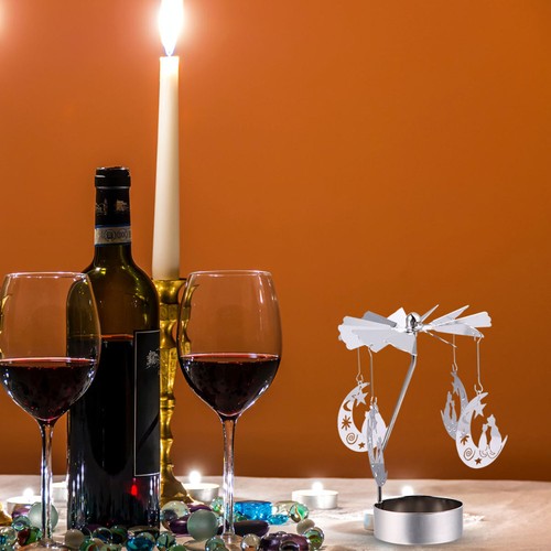 1pc Rotary Candle Stand Romantic Candlestick Candle Holder (Silver) - Picture 5 of 12