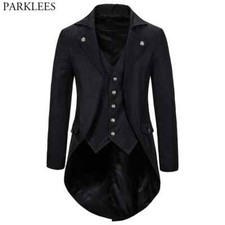 Tailcoat Jacket Men Steampunk Cosplay Costume Male Formal Tuxedo Coats