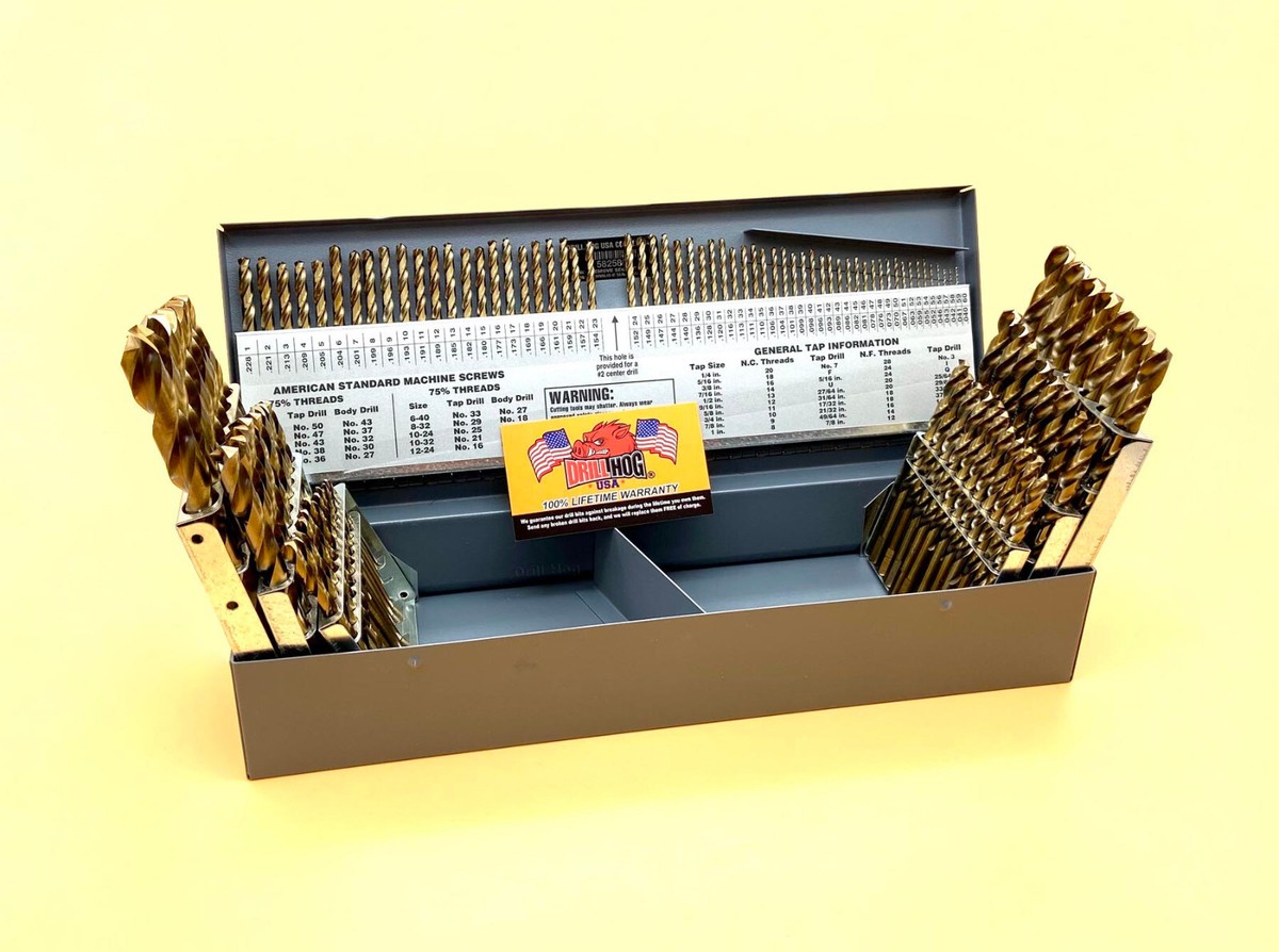 115 Pc Cobalt M42 Drill Bit Index Letter Number Lifetime Warranty Drill Hog USA | Australia