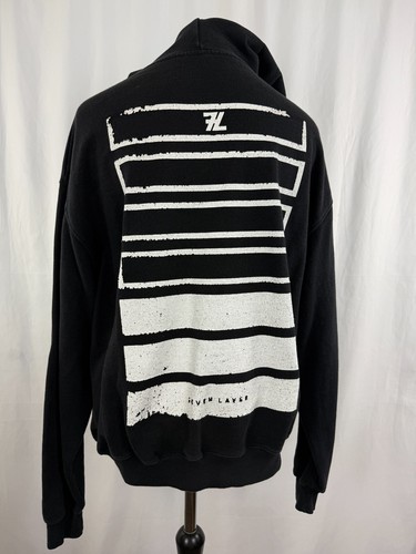 Mens Seven Layer Hoodie Black Large Hooded Pullover Cotton 42 in streetwear - Picture 15 of 20