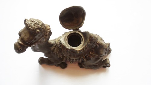 Antique Spelter Bedouin Camel Inkwell, Large Size, c. 1900 - Picture 9 of 12