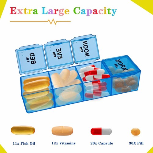 ZVZM Caja de Pastillas Grande Organizador 7 Días 4 Veces al Día, Caja Organizadora de Tabletas, - Imagen 2 de 5