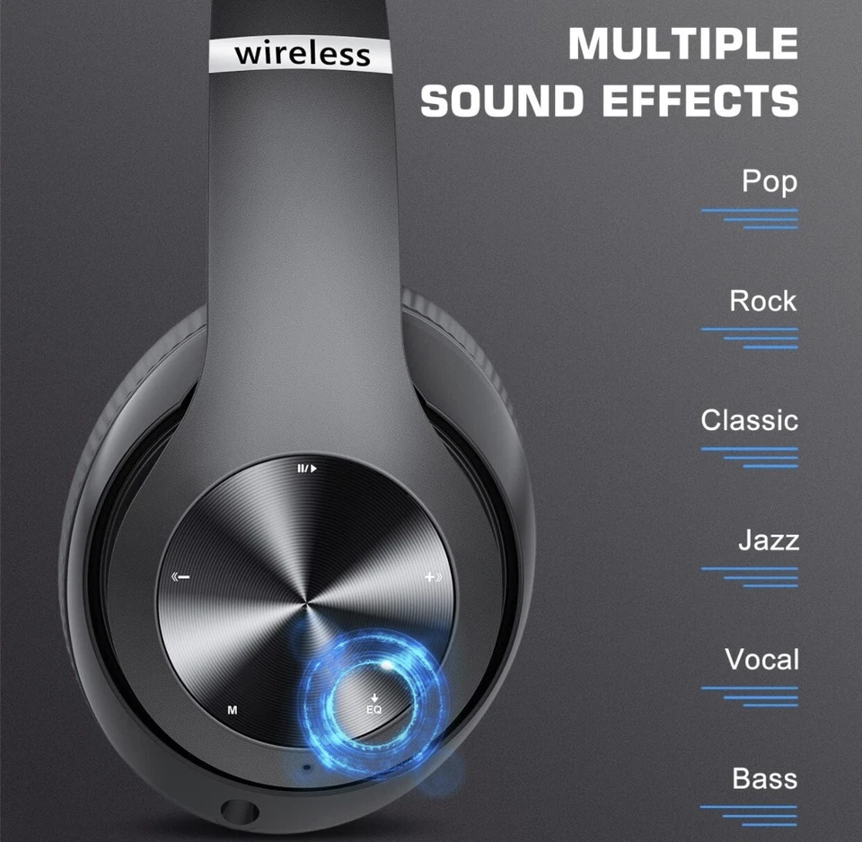 Wireless Bluetooth Headphones Over Ear Conofrtable Matte Black Audio Headset - Image 4 of 4