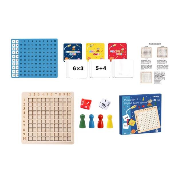 Wooden Montessori Multiplication Board Game for Toddler Girls Boys A