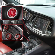 Red Ignition Push Button AC Audio Knob Switch Decor Trim Cover For Dodge Charger