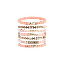 5-7PCS Surfer Colorful Clay Beads Stretch Bracelets Bohemian Stackable Gold B...