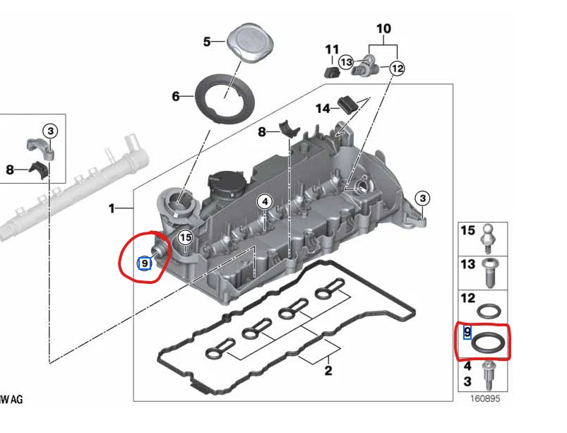 O-Ring Cylinder Head Cover Breather Pipe Diesel Engine Genuine BMW 