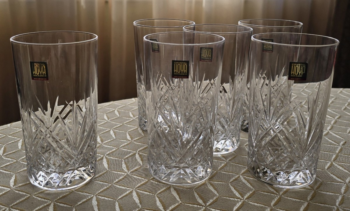 Hoya Crystal Cut Glass Tumblers ~ Small Highball Glasses~ Set Of 6