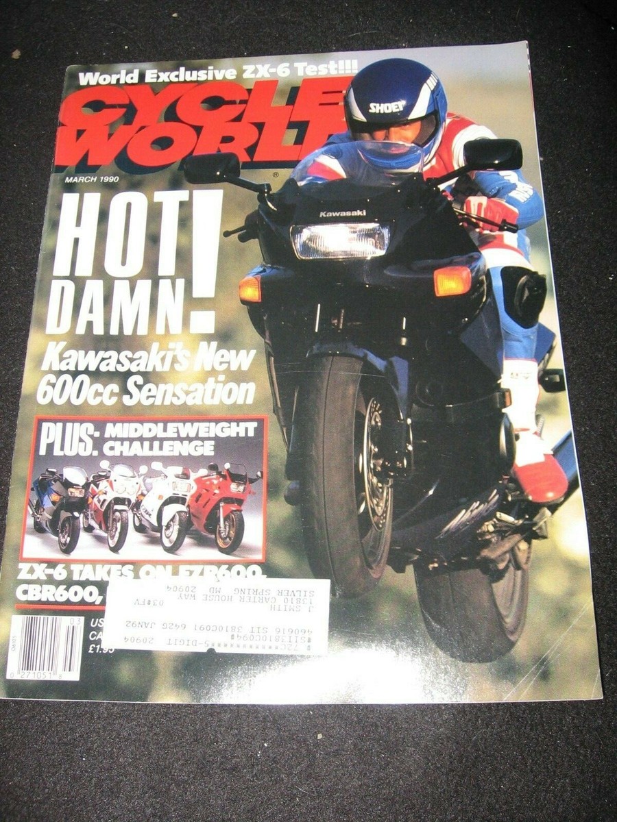 CYCLE WORLD March 1990 Bimota YB9Kawasaki ZX6 Biberman Vincent