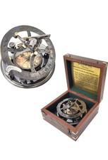 Brass Nautical - 5 Inches Large Sundial Compass in Rosewood Case Top Grade Calib