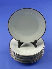 Noritake 8 PILGRIM 6981 8.25 Inch Salad Plates White Platinum Rim